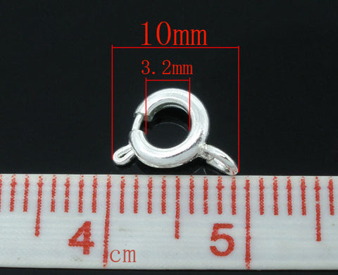 100 Pcs Silver Tone Bolt Spring Ring Necklace End Clasps Findings 10x6mm - Sexy Sparkles Fashion Jewelry - 2