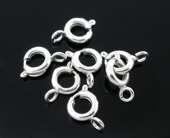 Sexy Sparkles 100 Pcs Silver Tone Bolt Spring Ring Necklace End Clasps Findings 10x6mm