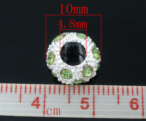 August Birthstone w/Light Green Rhinestones Charm For european Snake chain Charm Bracelet - Sexy Sparkles Fashion Jewelry - 2