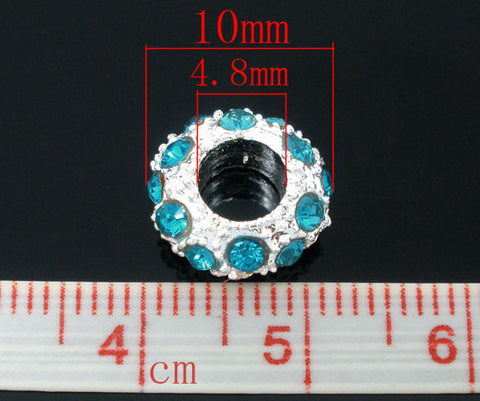 Baby Blue Crystals  Rhinestone European Bead Compatible for Most European Snake Chain Bracelet - Sexy Sparkles Fashion Jewelry - 2