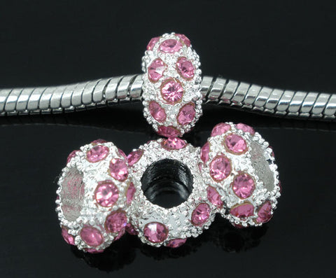 October Birthstone w/Pink Rhinestones Charm For european Snake chain Charm Bracelet - Sexy Sparkles Fashion Jewelry - 3