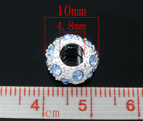 Light Blue Rhinestones Charm For european Snake chain Charm Bracelet - Sexy Sparkles Fashion Jewelry - 2