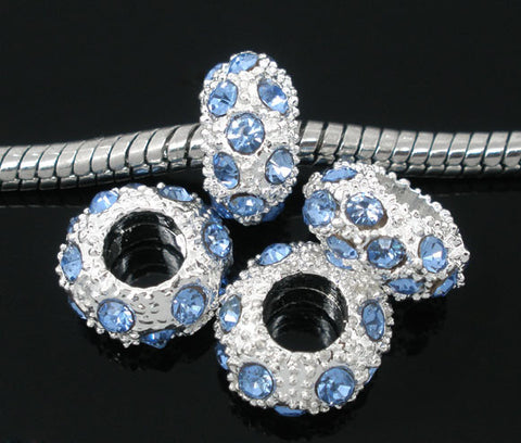 Light Blue Rhinestones Charm For european Snake chain Charm Bracelet - Sexy Sparkles Fashion Jewelry - 3