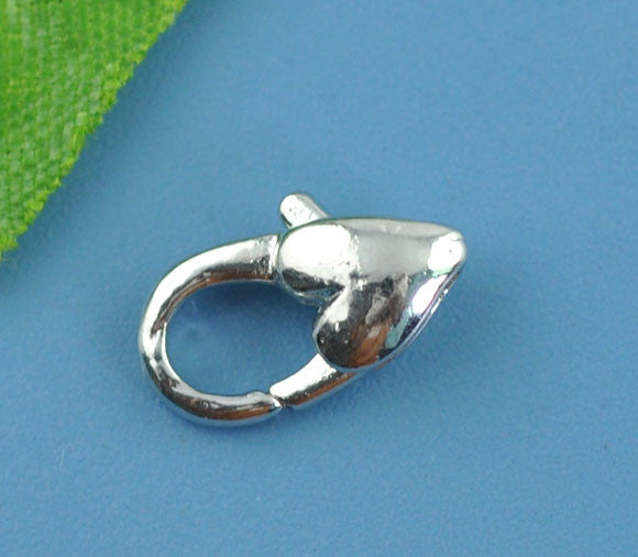10 Pcs Silver Plated Jewelry Lobster Heart Clasps 12mm - Sexy Sparkles Fashion Jewelry - 1
