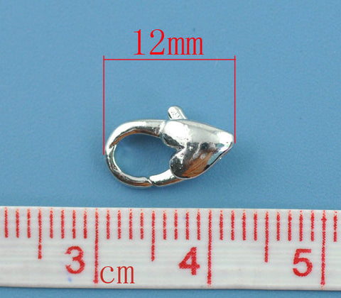 10 Pcs Silver Plated Jewelry Lobster Heart Clasps 12mm - Sexy Sparkles Fashion Jewelry - 3