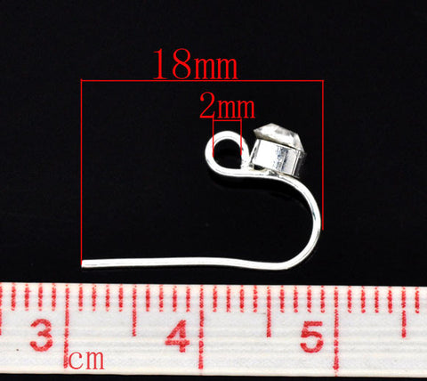 10 Pcs Earring Wire with Loop Clear Rhinestone, Silver Tone 18mm X 10mm - Sexy Sparkles Fashion Jewelry - 3