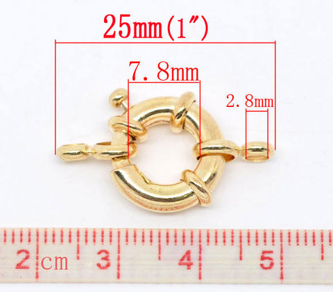 5 Set of Gold Tone Round Spring with Attachment Rings 25mm - Sexy Sparkles Fashion Jewelry - 3