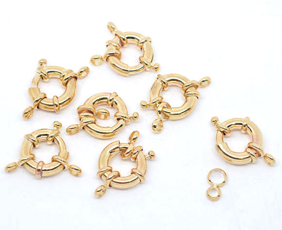 Sexy Sparkles  Gold Tone Round Spring with Attachment Rings 25mm