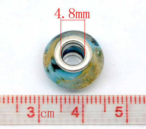 Golddust Foil Murano Glass European Bead Compatible for Most European Snake Chain Bracelets