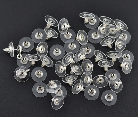 Sexy Sparkles 100 Pcs Earring Backs Stoppers Ear Post Nut W/pads Silver Tone
