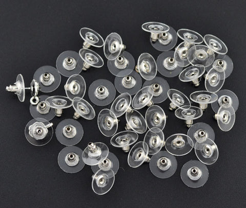 8 Pcs Earring Backs Stoppers Ear Post Nut W/pads Silver Tone - Sexy Sparkles Fashion Jewelry - 1