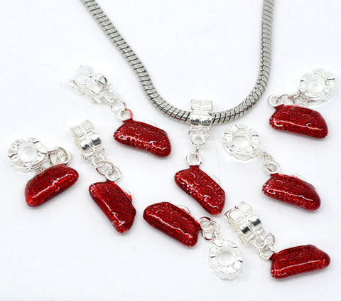 Silver Tone Red Enamel Purse Dangle Charm Bead Fits Pandora Troll Chamilia Biagi Bracelet - Sexy Sparkles Fashion Jewelry - 3