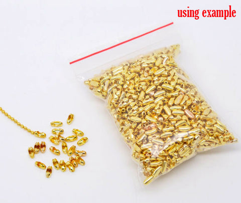 1500 Pcs Gold Plated Connector Clasp Fit 1mm-1.5mm Ball Chain 5x2.5mm - Sexy Sparkles Fashion Jewelry - 2