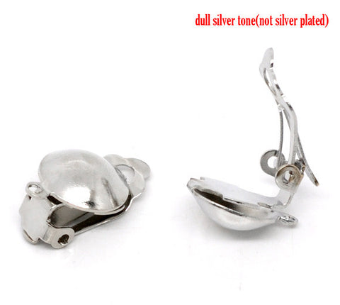 10 Pcs Silver Tone Earring Clip on Ball Findings 20mm X 12mm - Sexy Sparkles Fashion Jewelry - 3