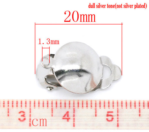 10 Pcs Silver Tone Earring Clip on Ball Findings 20mm X 12mm - Sexy Sparkles Fashion Jewelry - 2