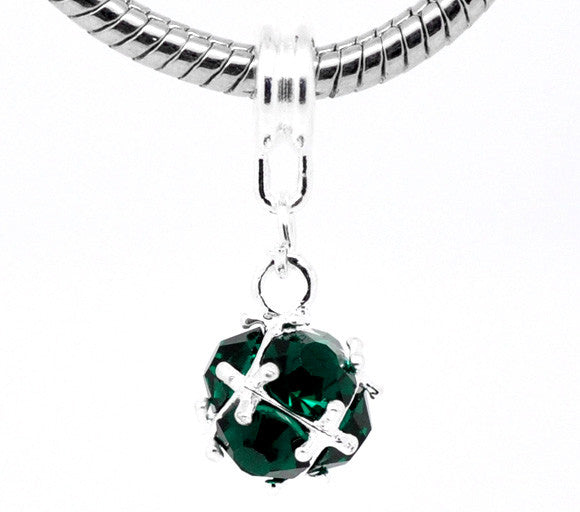 May Birthstone Dangle European Bead Compatible for Most European Snake Chain Charm Bracelet - Sexy Sparkles Fashion Jewelry - 1