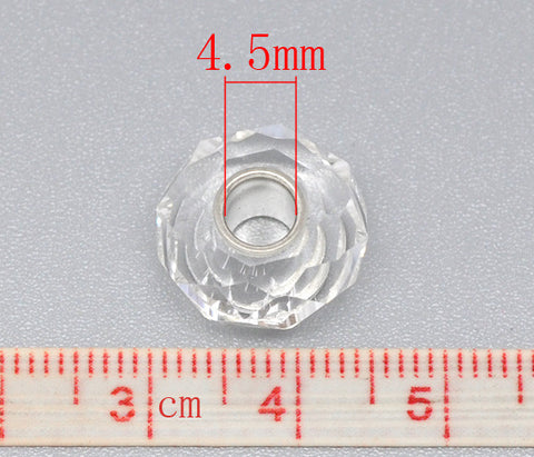 10 Clear Faceted Murano Glass Charm European Bead Compatible for Most European Snake Chain Bracelet (Clear Diamond) - Sexy Sparkles Fashion Jewelry - 3