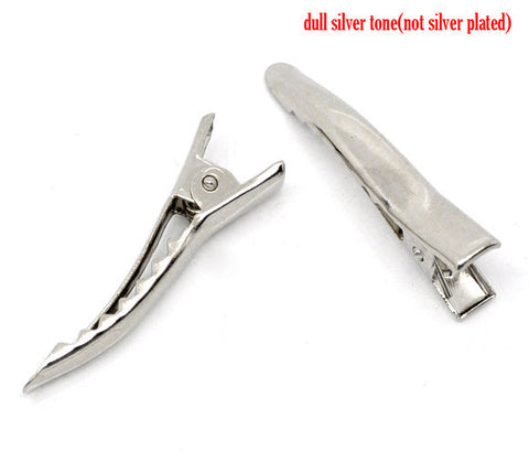 50 Pcs Silver Tone Prong Barrettes Hair Clips 35mm [Misc.] - Sexy Sparkles Fashion Jewelry - 1