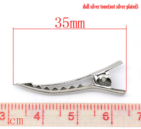 50 Pcs Silver Tone Prong Barrettes Hair Clips 35mm [Misc.] - Sexy Sparkles Fashion Jewelry - 2