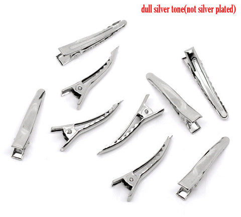 50 Pcs Silver Tone Prong Barrettes Hair Clips 35mm [Misc.] - Sexy Sparkles Fashion Jewelry - 3