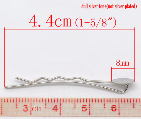 25 Pcs Silver Tone Bobby Pins Hair Clips w/ 8mm Glue Pad 4.4x1.5cm [Misc.] - Sexy Sparkles Fashion Jewelry - 2