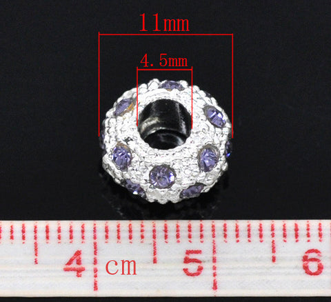 Purple Rhinestone Charm European Bead Compatible for Most European Snake Chain Bracelet - Sexy Sparkles Fashion Jewelry - 2
