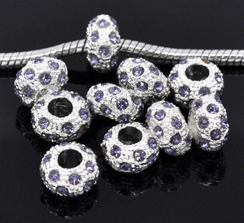 Purple Rhinestone Charm European Bead Compatible for Most European Snake Chain Bracelet - Sexy Sparkles Fashion Jewelry - 3