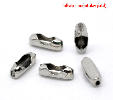 500 Pcs Silver Tone Connector Clasps Fit 2.4mm Ball Chain 8x3mm - Sexy Sparkles Fashion Jewelry - 1