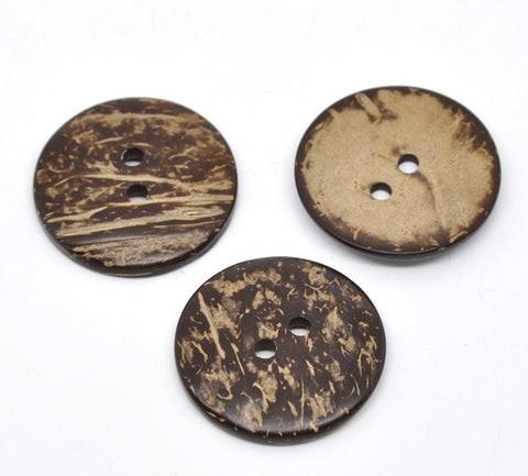 4 Pcs, Round 2 Holes Coconut Shell Buttons 38mm - Sexy Sparkles Fashion Jewelry - 1