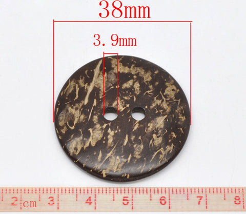 4 Pcs, Round 2 Holes Coconut Shell Buttons 38mm - Sexy Sparkles Fashion Jewelry - 2