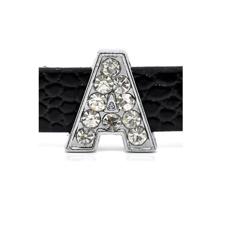 Rhinestone Alphabet Letter A Charm Beads For Slider Style Buckle Charm Bracelet!