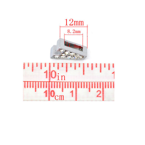 Rhinestone Alphabet Letter A Charm Beads For Slider Style Buckle Charm Bracelet!