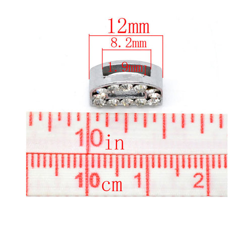 Rhinestone Alphabet Letter D Charm Beads For Slider Style Buckle Charm Bracelet!