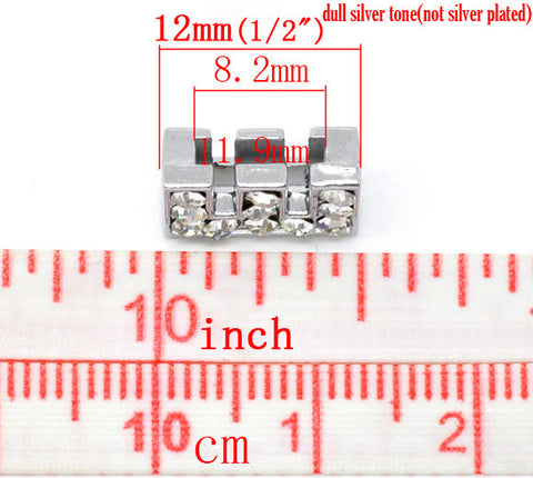 Rhinestone Alphabet Letter E Charm Beads For Slider Style Buckle Charm Bracelet!