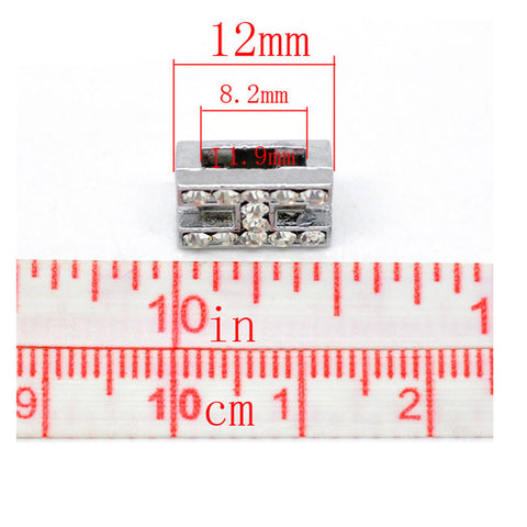 Rhinestone Alphabet Letter H Charm Beads For Slider Style Buckle Charm Bracelet!