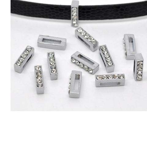 Rhinestone Alphabet Letter I Charm Beads For Slider Style Buckle Charm Bracelet!