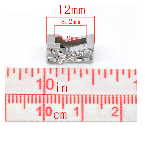 Rhinestone Alphabet Letter K Charm Beads For Slider Style Buckle Charm Bracelet!