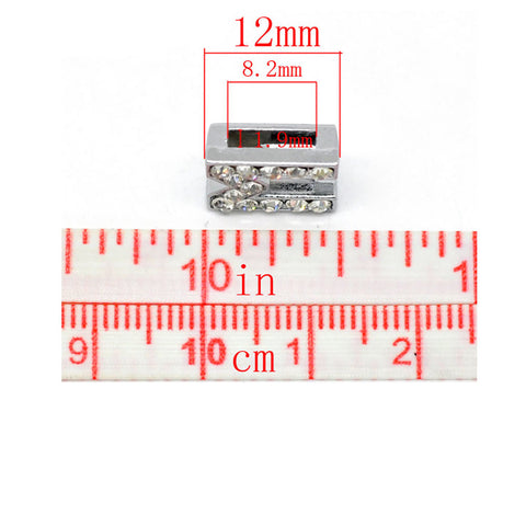 Rhinestone Alphabet Letter M Charm Beads For Slider Style Buckle Charm Bracelet!
