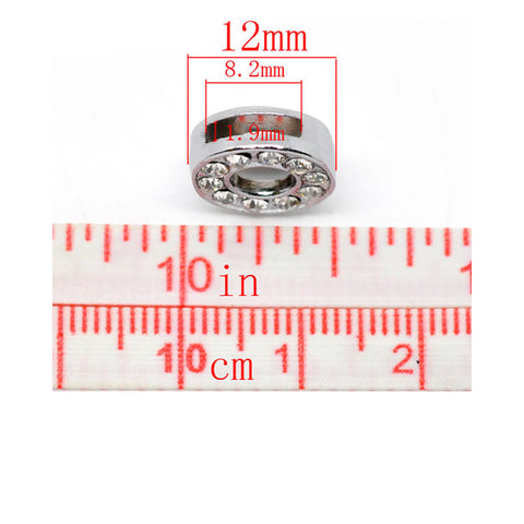 Rhinestone Alphabet Letter O Charm Beads For Slider Style Buckle Charm Bracelet!