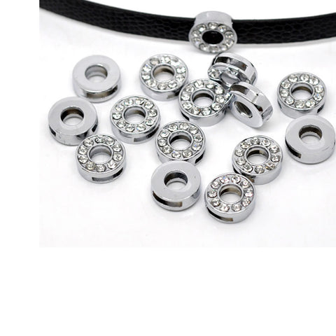 Rhinestone Alphabet Letter O Charm Beads For Slider Style Buckle Charm Bracelet!