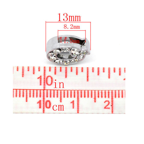 Rhinestone Alphabet Letter Q Charm Beads For Slider Style Buckle Charm Bracelet!