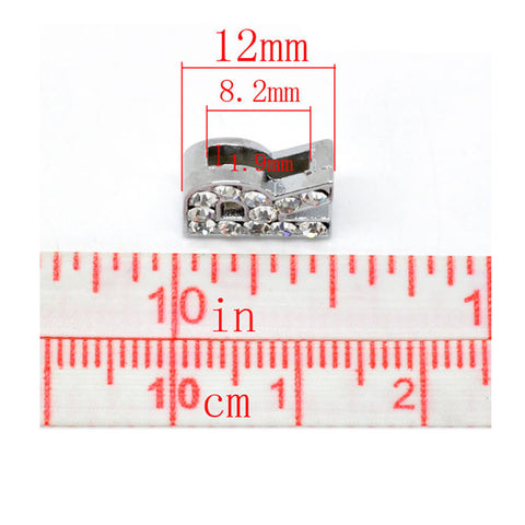 Rhinestone Alphabet Letter R Charm Beads For Slider Style Buckle Charm Bracelet!