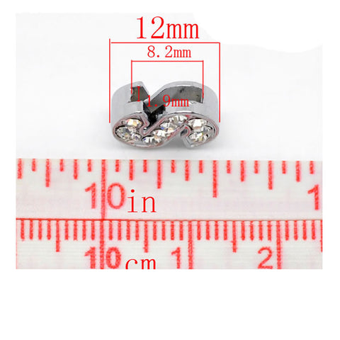 Rhinestone Alphabet Letter S Charm Beads For Slider Style Buckle Charm Bracelet!
