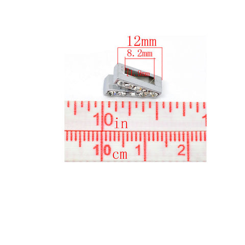 Rhinestone Alphabet Letter V Charm Beads For Slider Style Buckle Charm Bracelet!