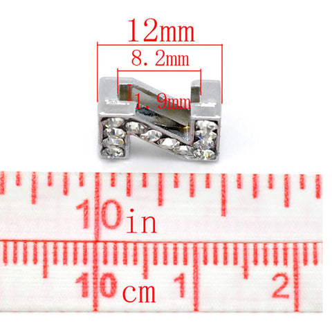 Rhinestone Alphabet Letter Z Charm Beads For Slider Style Buckle Charm Bracelet!
