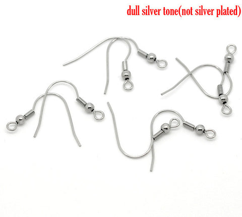 50 Pcs Earring Wire Hooks w/ Ball and Spring Silver Tone 21mm X 23mm - Sexy Sparkles Fashion Jewelry - 3