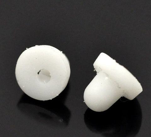 50 Pcs White Rubber Back Earring Stoppers Findings 6mm - Sexy Sparkles Fashion Jewelry - 2