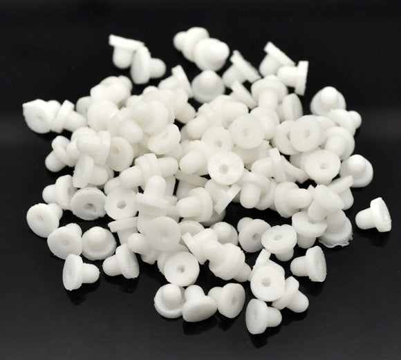 Sexy Sparkles 50 Pcs White Rubber Back Earring Stoppers Findings 6mm