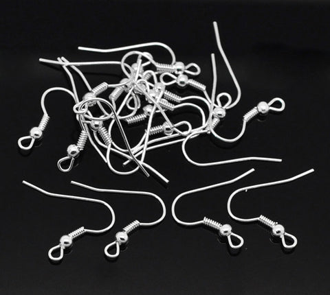 100 Pcs Earring Wire Hooks with Ball and Spring 21mm X 18mm - Sexy Sparkles Fashion Jewelry - 2