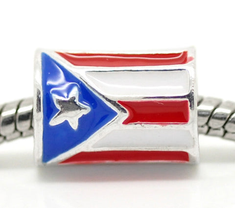 Puerto Rico Flag Charm Spacer European Bead Compatible for Most European Snake Chain Bracelet - Sexy Sparkles Fashion Jewelry - 3
